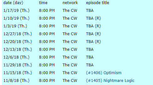 episode schedule