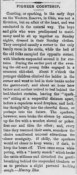 Pioneer Courtship April 27 1883